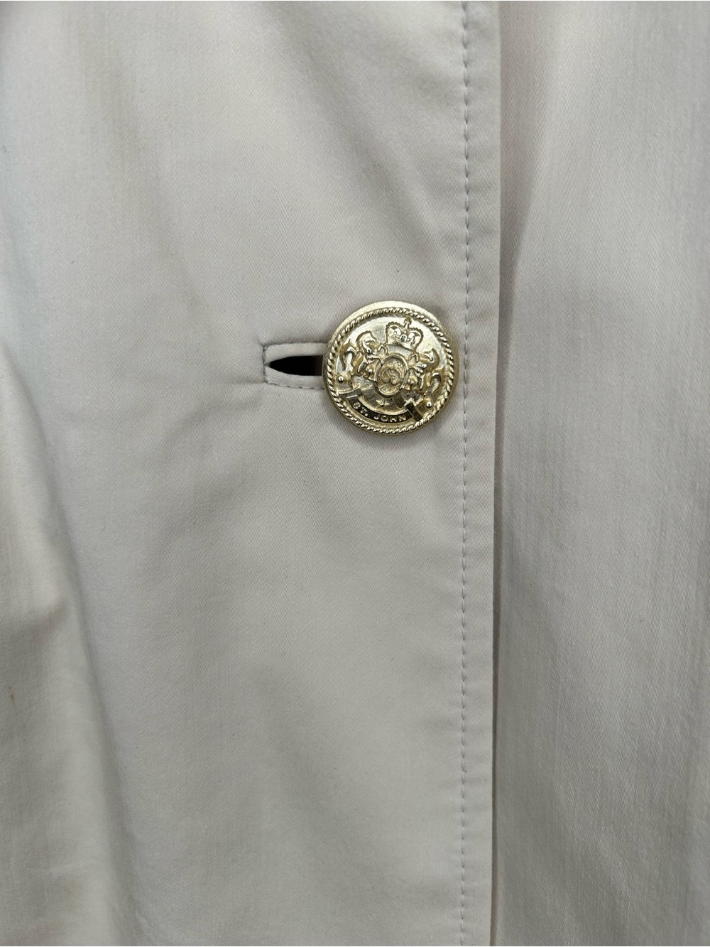 St. John Cream Button-Front Trench Coat Size M - Picture 4 of 11